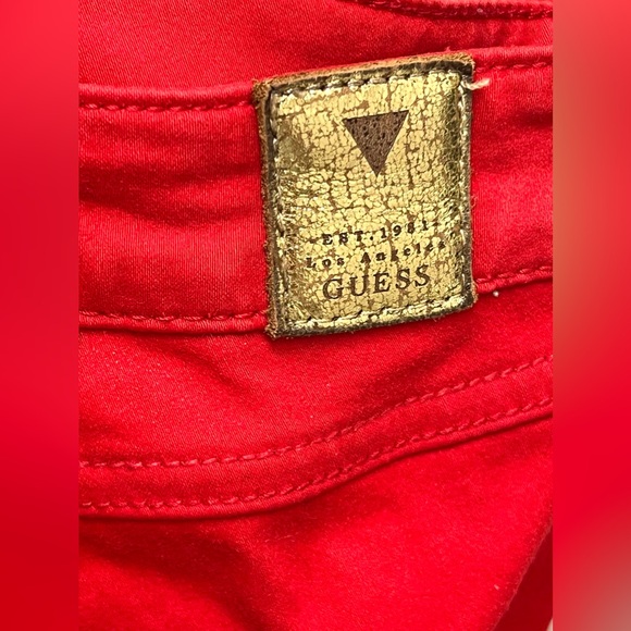 Guess Women's Red Stretchy Ankle Pants Cotton Rayon Size 28 - Picture 8 of 11